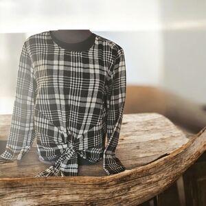 Plaid Black and White Women's Top